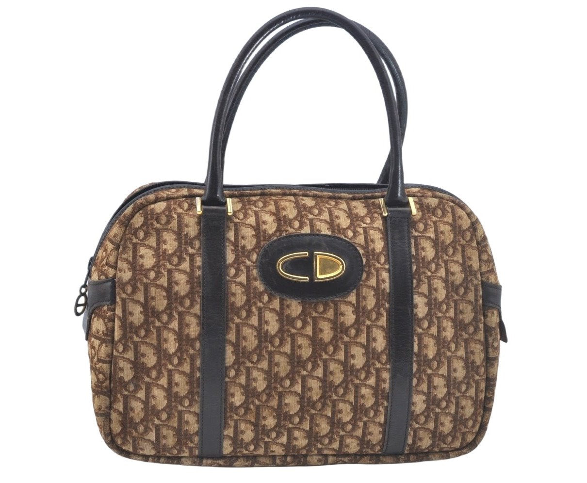 Authentic Christian Dior Trotter Hand Bag Canvas Brown L0663