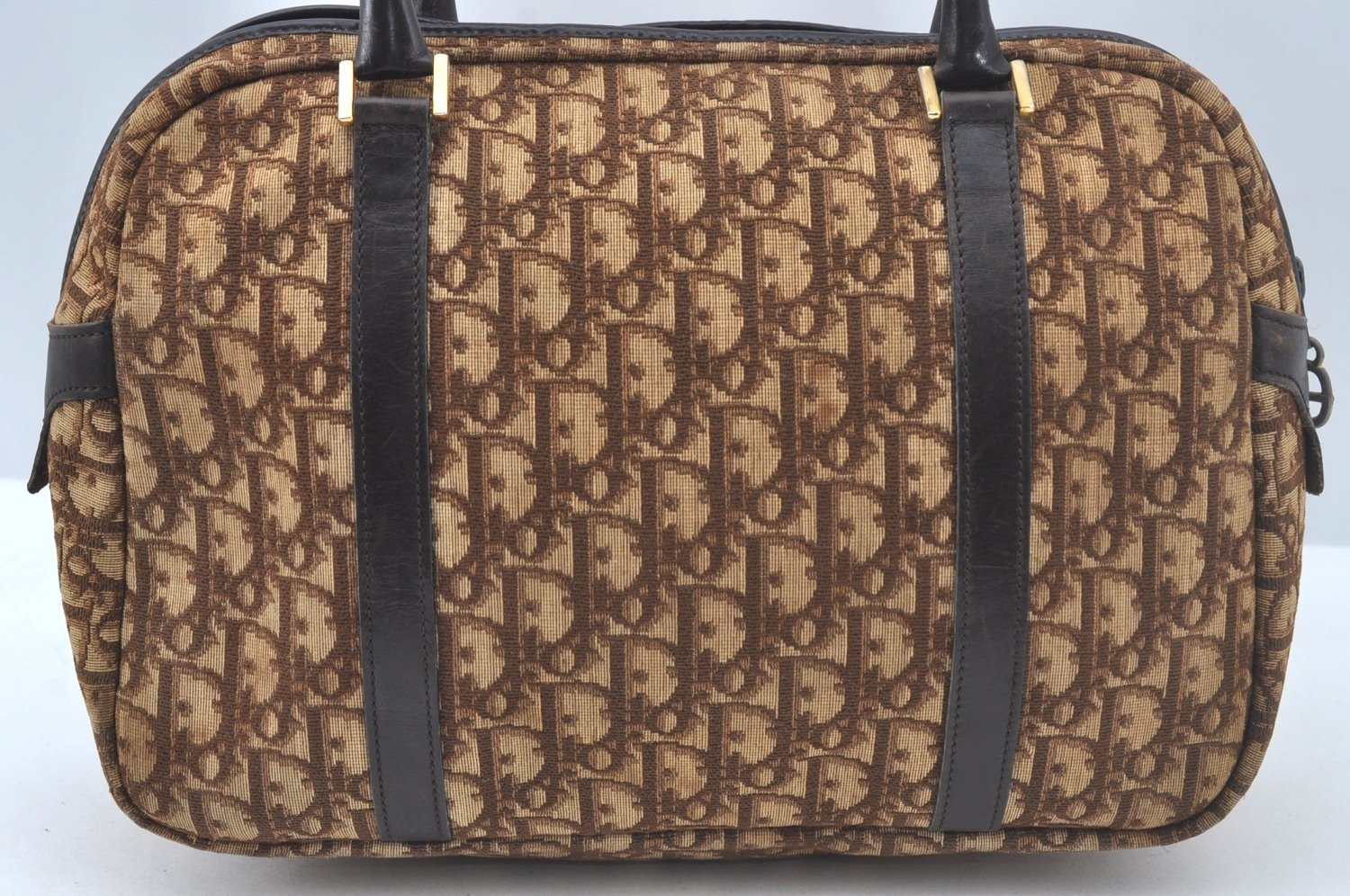 Authentic Christian Dior Trotter Hand Bag Canvas Brown L0663