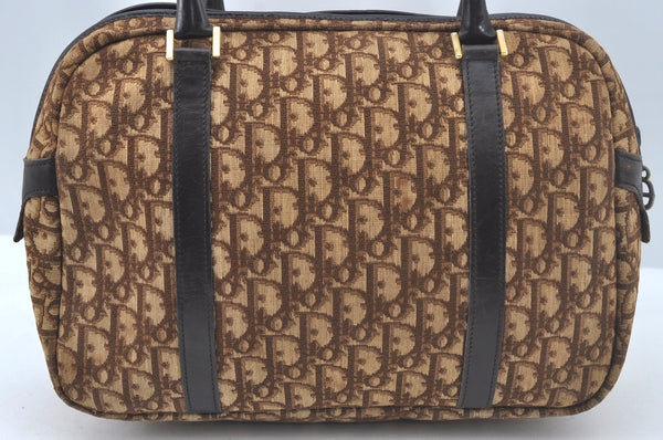 Authentic Christian Dior Trotter Hand Bag Canvas Brown L0663