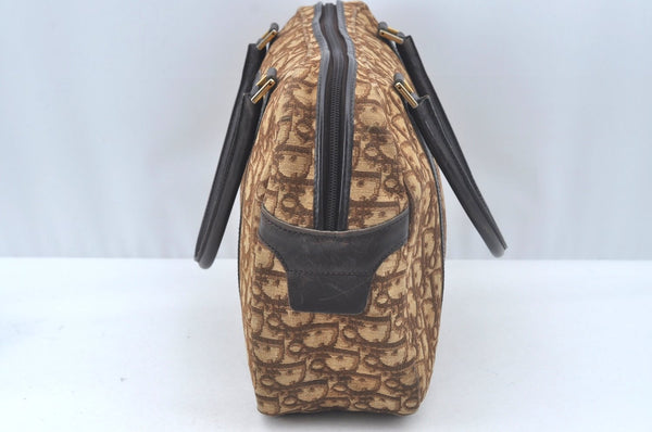 Authentic Christian Dior Trotter Hand Bag Canvas Brown L0663