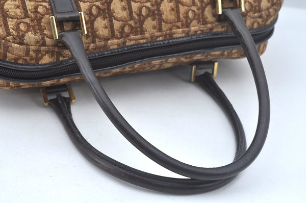 Authentic Christian Dior Trotter Hand Bag Canvas Brown L0663