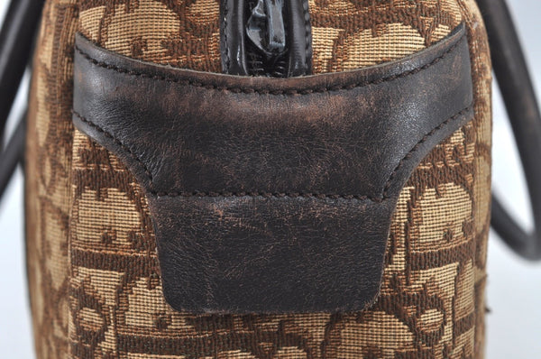 Authentic Christian Dior Trotter Hand Bag Canvas Brown L0663
