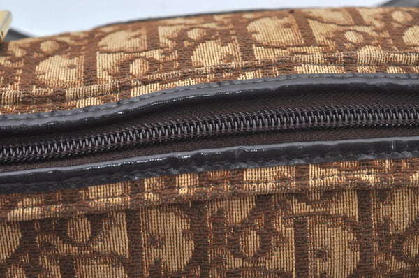 Authentic Christian Dior Trotter Hand Bag Canvas Brown L0663