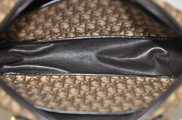 Authentic Christian Dior Trotter Hand Bag Canvas Brown L0663