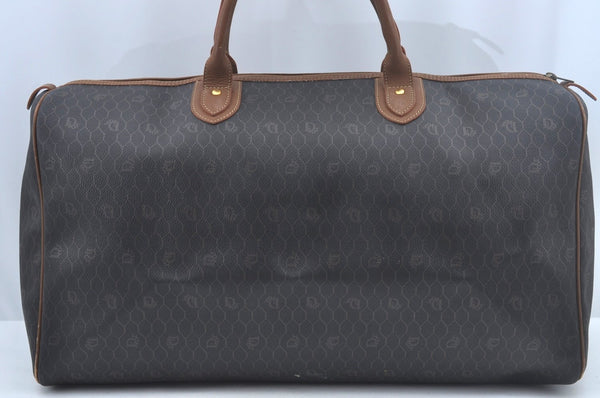 Authentic Christian Dior Honeycomb Boston Hand Bag PVC Leather Black CD L0664
