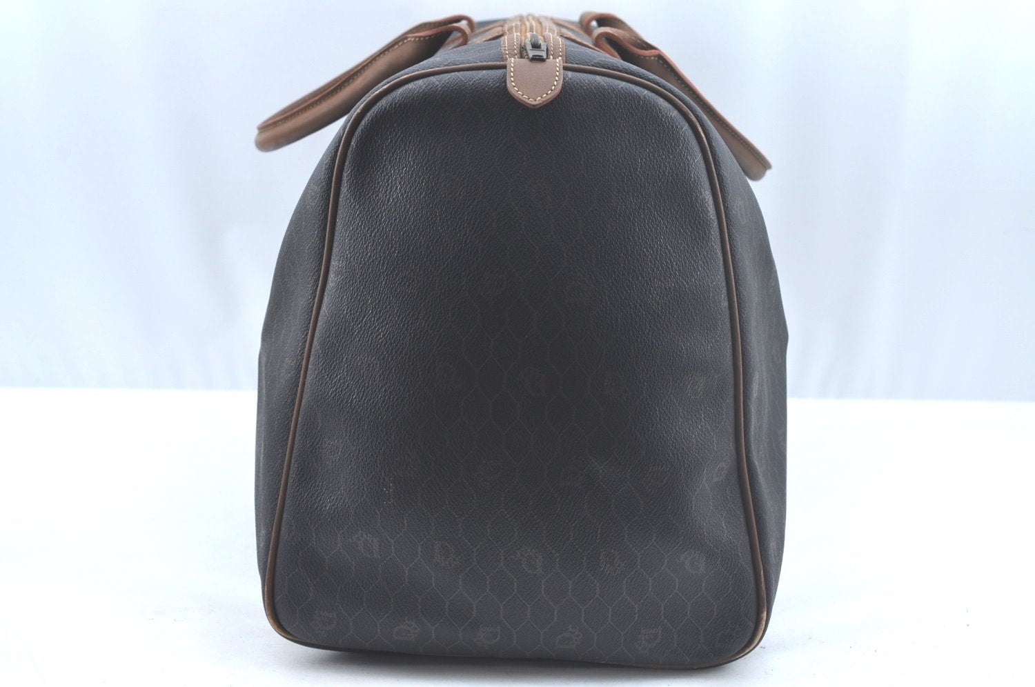 Authentic Christian Dior Honeycomb Boston Hand Bag PVC Leather Black CD L0664