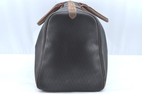 Authentic Christian Dior Honeycomb Boston Hand Bag PVC Leather Black CD L0664