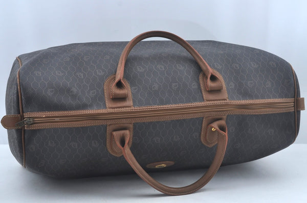 Authentic Christian Dior Honeycomb Boston Hand Bag PVC Leather Black CD L0664