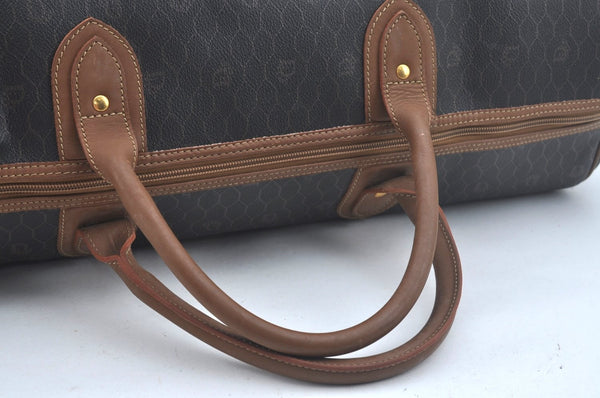Authentic Christian Dior Honeycomb Boston Hand Bag PVC Leather Black CD L0664