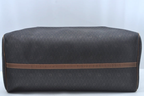 Authentic Christian Dior Honeycomb Boston Hand Bag PVC Leather Black CD L0664