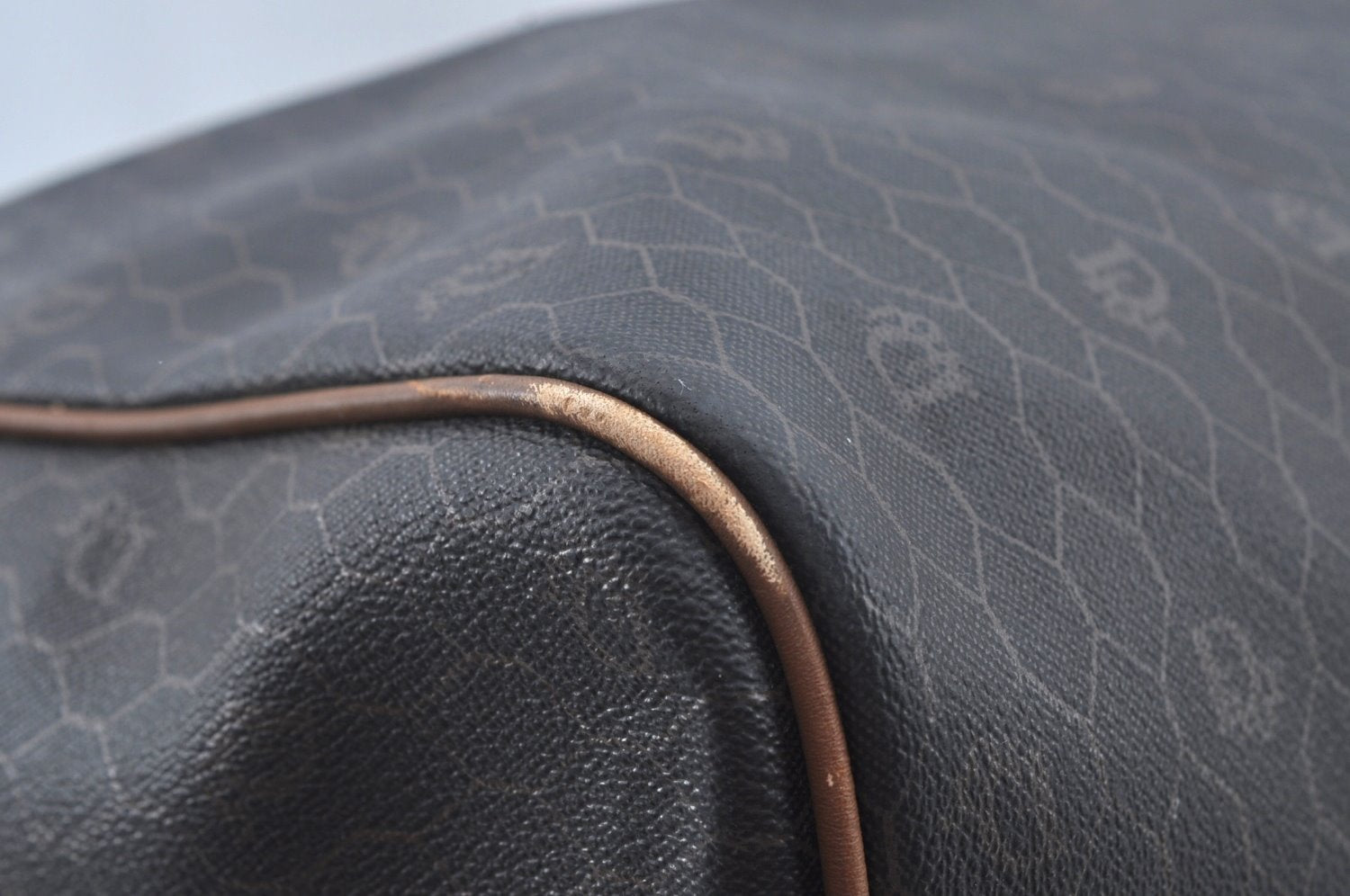Authentic Christian Dior Honeycomb Boston Hand Bag PVC Leather Black CD L0664