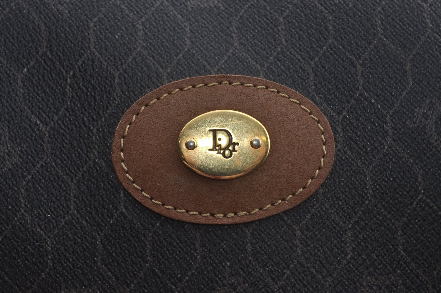 Authentic Christian Dior Honeycomb Boston Hand Bag PVC Leather Black CD L0664