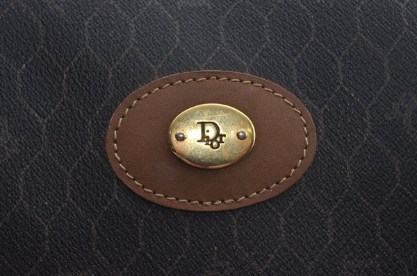Authentic Christian Dior Honeycomb Boston Hand Bag PVC Leather Black CD L0664