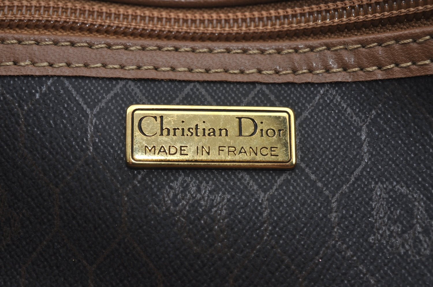 Authentic Christian Dior Honeycomb Boston Hand Bag PVC Leather Black CD L0664