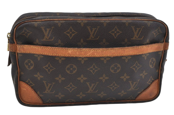 Authentic Louis Vuitton Monogram Compiegne 28 Clutch Hand Bag M51845 LV L0672