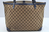 Authentic GUCCI Craft Shoulder Tote Bag GG Canvas Leather 247209 Brown L0675