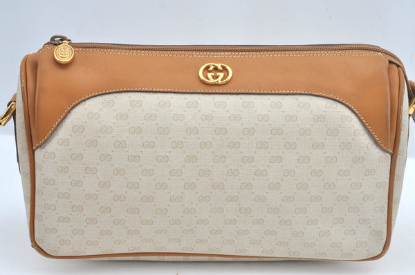 Authentic GUCCI Micro GG PVC Leather Shoulder Cross Body Bag Purse White L0678