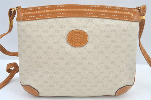 Authentic GUCCI Micro GG PVC Leather Shoulder Cross Body Bag Purse White L0679