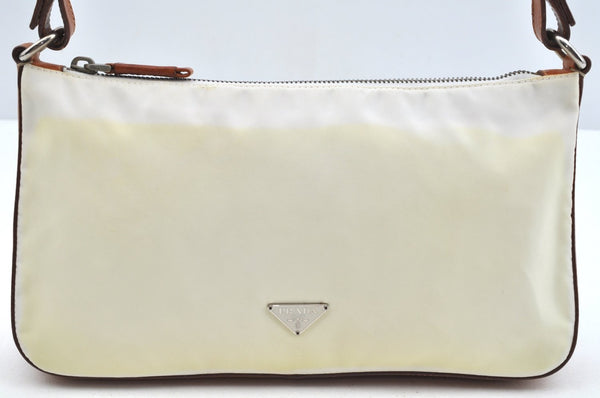 Authentic PRADA Nylon Tessuto Leather Shoulder Hand Bag Purse White L0680