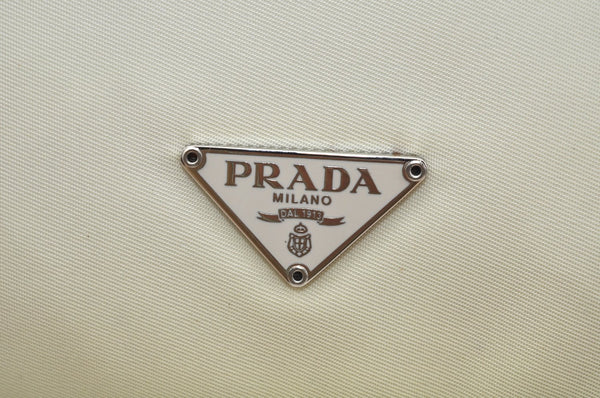 Authentic PRADA Nylon Tessuto Leather Shoulder Hand Bag Purse White L0680