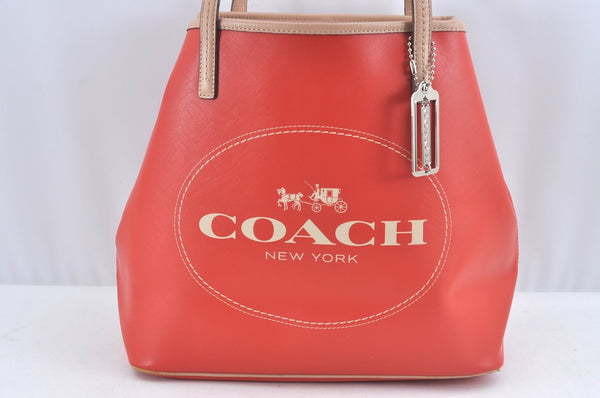 Authentic COACH Shoulder Tote Bag PVC Leather Red L0687