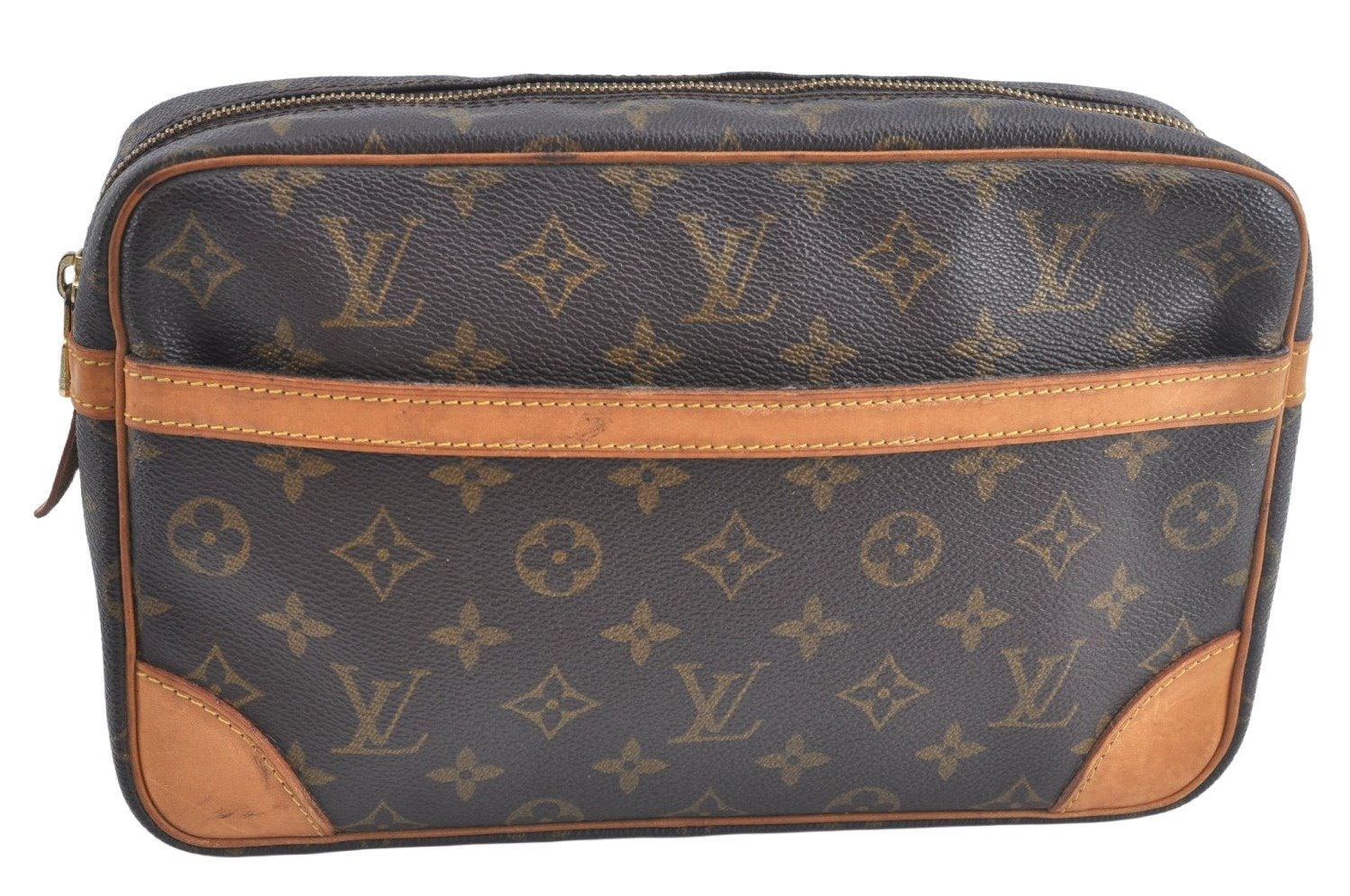 Authentic Louis Vuitton Monogram Compiegne 28 Clutch Hand Bag M51845 LV L0713