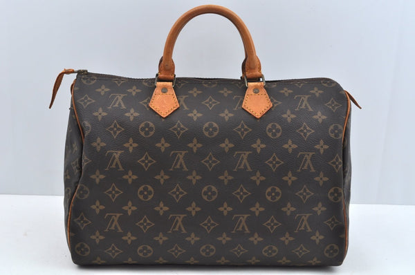 Authentic Louis Vuitton Monogram Speedy 35 Hand Boston Bag M41524 LV L0717