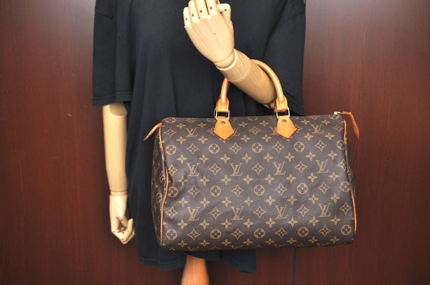 Authentic Louis Vuitton Monogram Speedy 35 Hand Boston Bag M41524 LV L0717