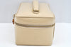 Authentic GUCCI Bamboo 2Way Shoulder Vanity Bag Enamel Beige L0747