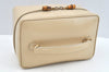 Authentic GUCCI Bamboo 2Way Shoulder Vanity Bag Enamel Beige L0747