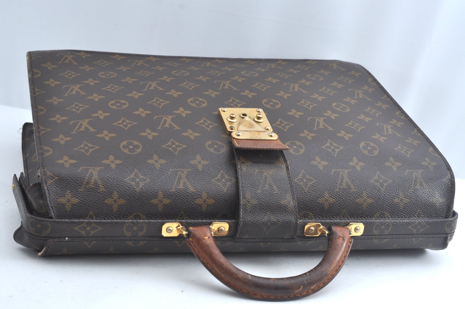 Authentic Louis Vuitton Monogram Serviette Fermoir Briefcase M53305 LV L0755