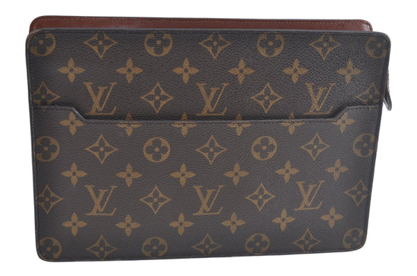 Authentic Louis Vuitton Monogram Pochette Homme Clutch Hand Bag M51795 LV L0757