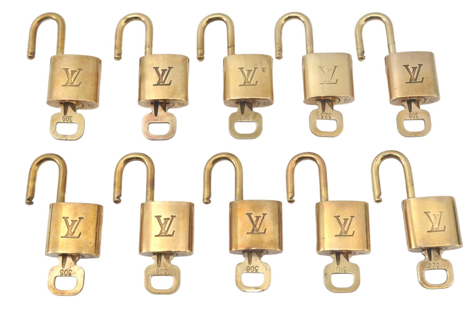 Authentic Louis Vuitton Padlock & Keys 10Set LV L1608