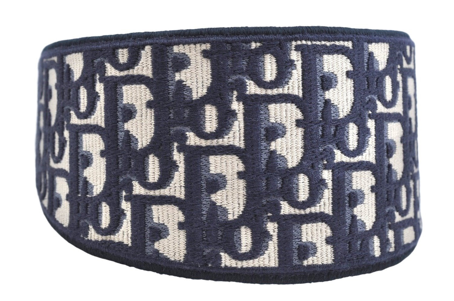 Authentic Christian Dior Trotter Hair accessory Head band Canvas Navy Blue L1770