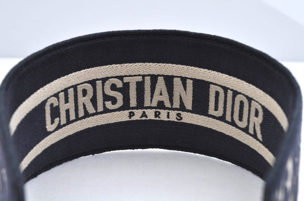 Authentic Christian Dior Trotter Hair accessory Head band Canvas Navy Blue L1770