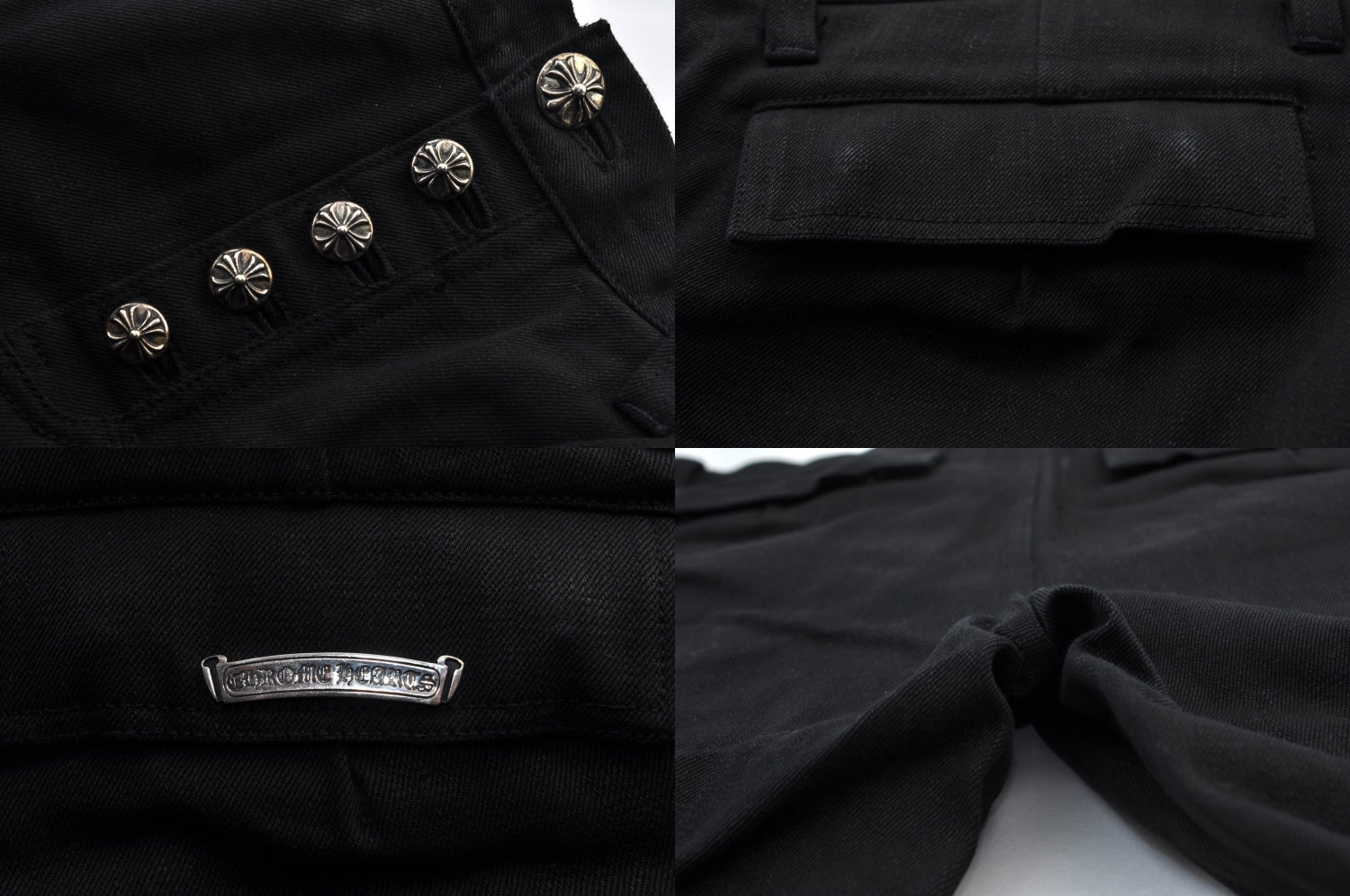 Authentic CHROME HEARTS Pants Cotton USA 36inches Black L2094