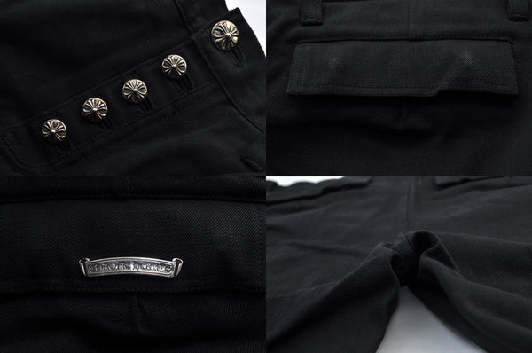 Authentic CHROME HEARTS Pants Cotton USA 36inches Black L2094