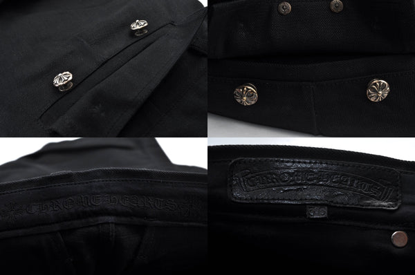 Authentic CHROME HEARTS Pants Cotton USA 36inches Black L2094