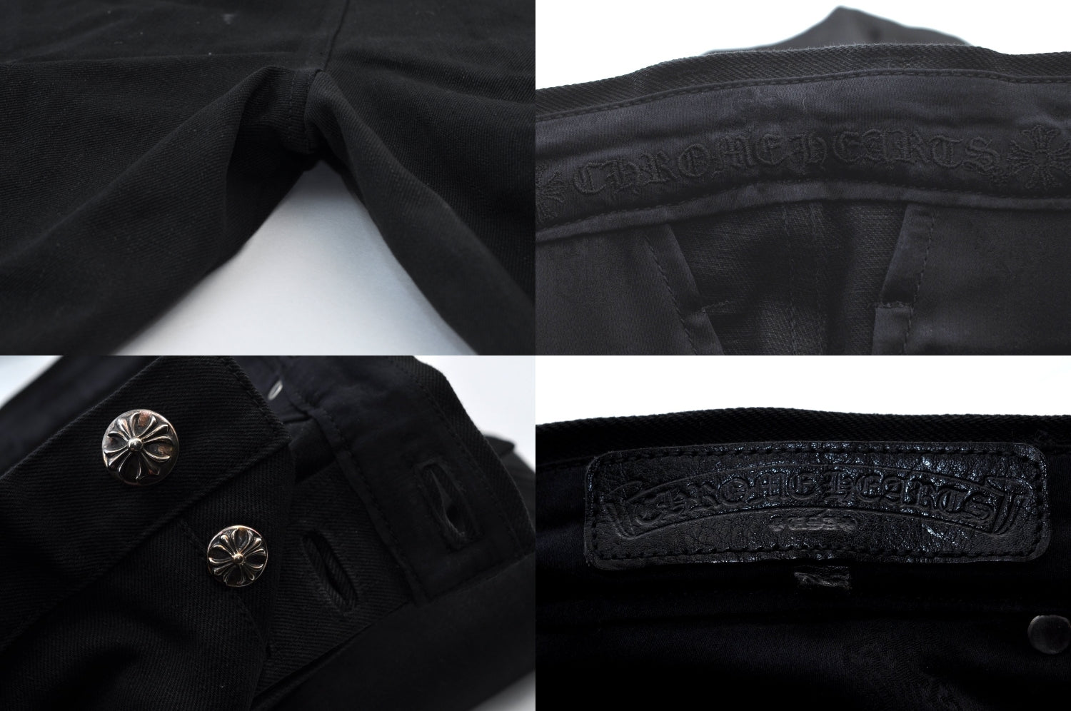 Authentic CHROME HEARTS Pants Cotton USA 36inches Black L2095