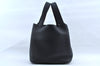 Authentic HERMES Picotan Lock MM Hand Bag Taurillon Clemence Black L2120