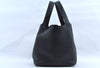 Authentic HERMES Picotan Lock MM Hand Bag Taurillon Clemence Black L2120