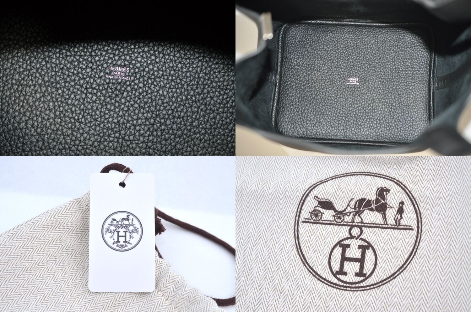 Authentic HERMES Picotan Lock MM Hand Bag Taurillon Clemence Black L2120