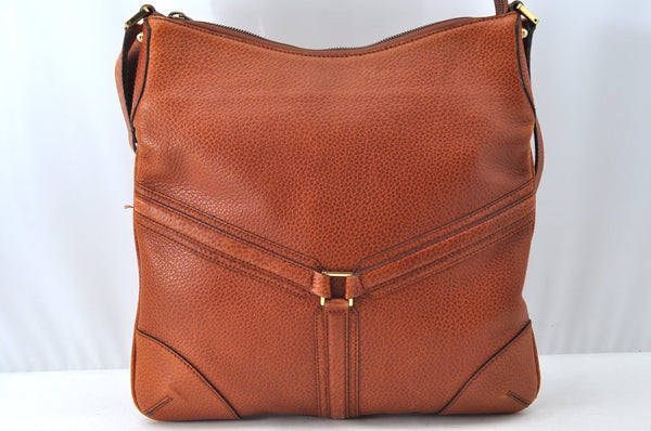 Authentic GUCCI Interlocking G Shoulder Cross Bag Leather 115568 Brown L2352