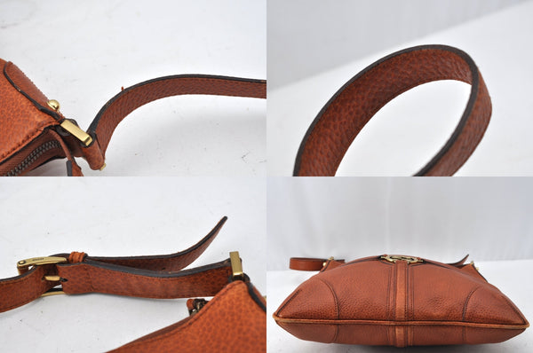 Authentic GUCCI Interlocking G Shoulder Cross Bag Leather 115568 Brown L2352