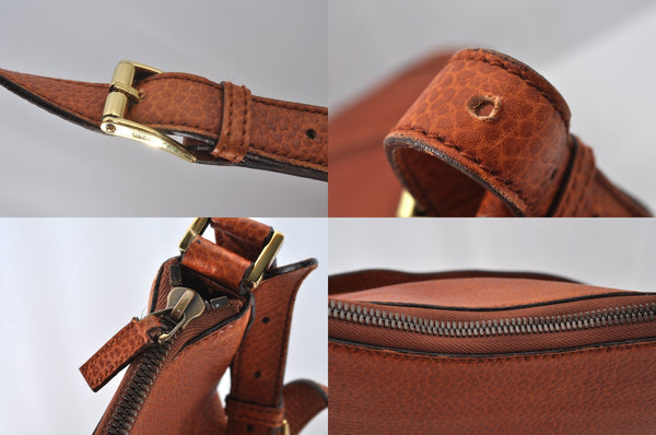 Authentic GUCCI Interlocking G Shoulder Cross Bag Leather 115568 Brown L2352