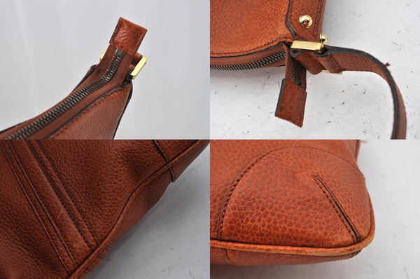 Authentic GUCCI Interlocking G Shoulder Cross Bag Leather 115568 Brown L2352