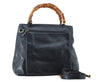Authentic GUCCI Bamboo 2way Hand Shoulder Bag Leather 0022058 Black Junk L2369