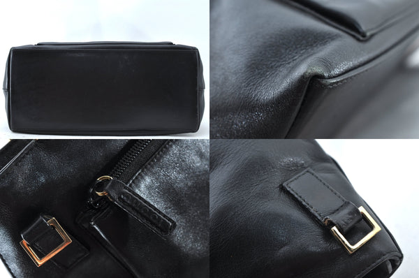 Authentic GUCCI Bamboo 2way Hand Shoulder Bag Leather 0022058 Black Junk L2369