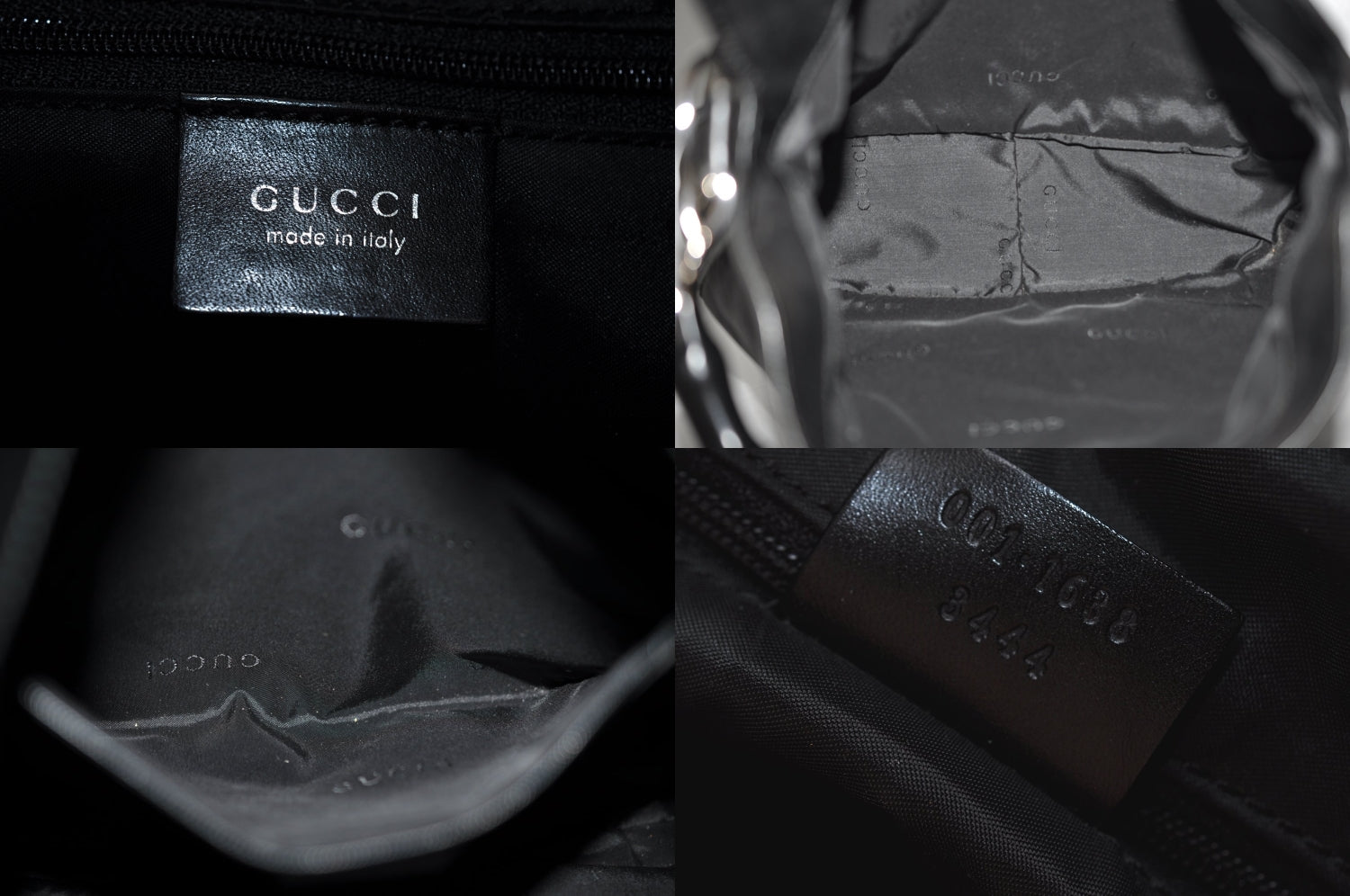Authentic GUCCI Bamboo 2way Hand Shoulder Bag Nylon Leather 0011638 Black L2370