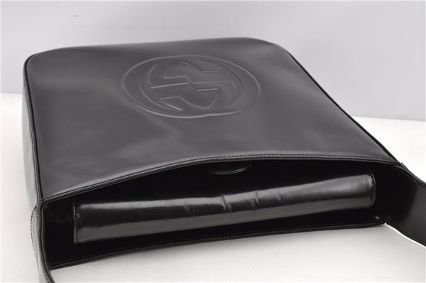 Authentic GUCCI Hand Shoulder Bag Purse Enamel Leather 0000506 Black 0003G